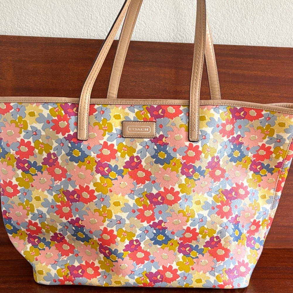 Coach Floral Tote Bag - Pink, Blue, Yellow